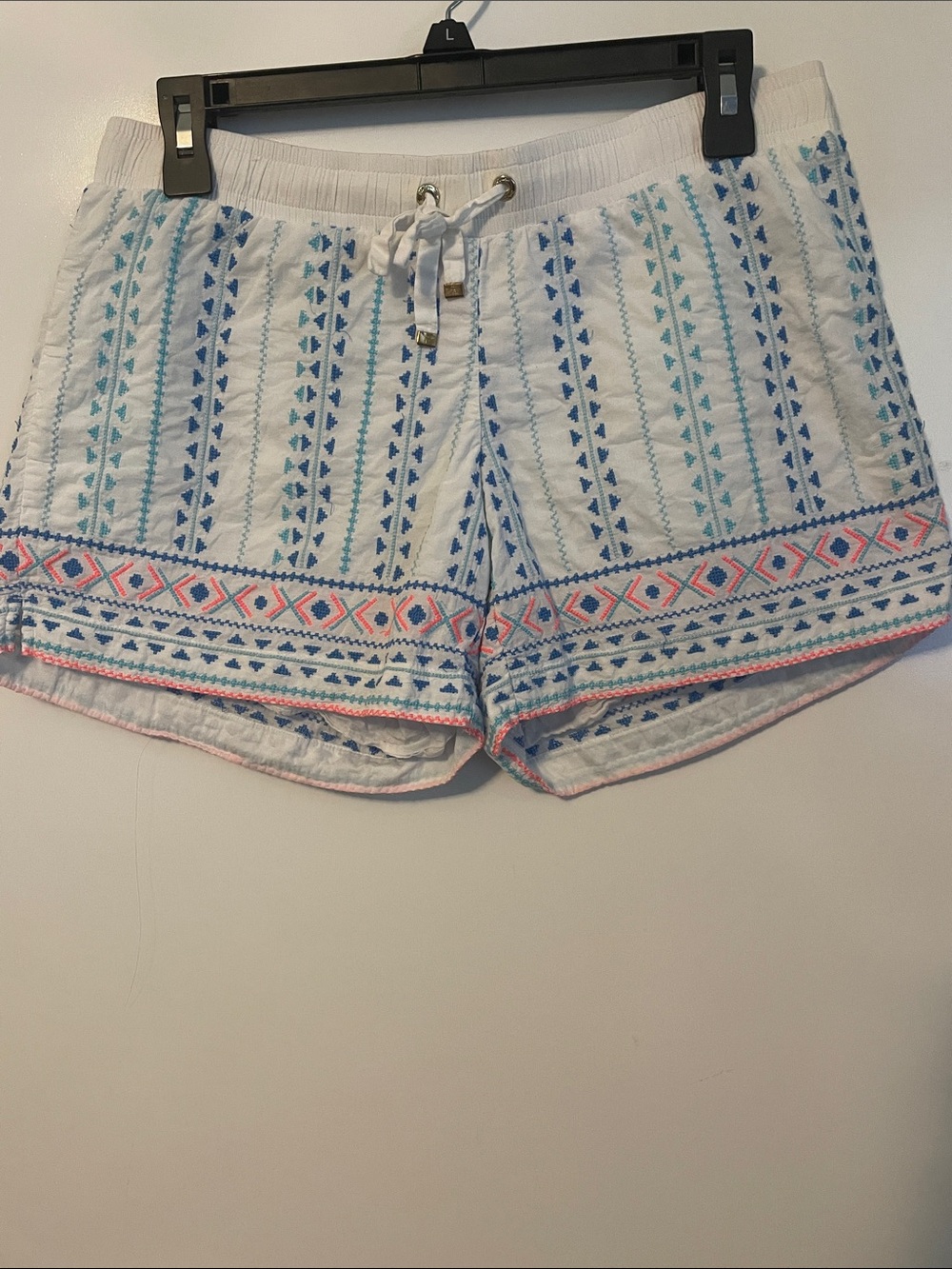 Lilly Pulitzer Katia Embroidered Pull On Shorts Blue and White Size Small